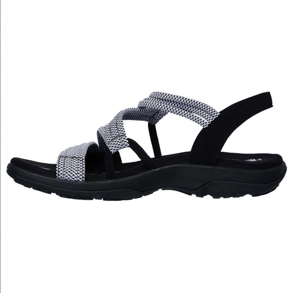 10 Skechers REGGAE slim Sandals Washable Vegan black white slip on water shoes - Picture 2 of 10